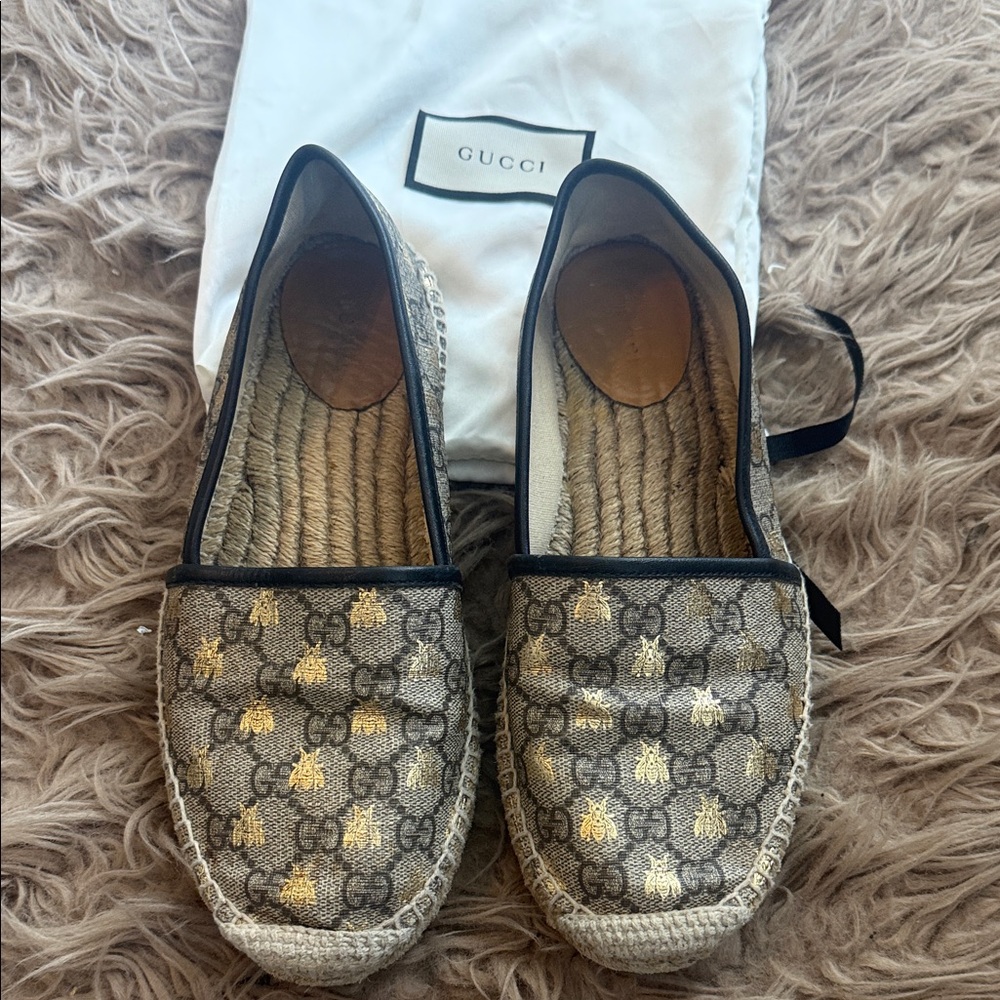 Gucci Women's Gold and Gray Espadrilles